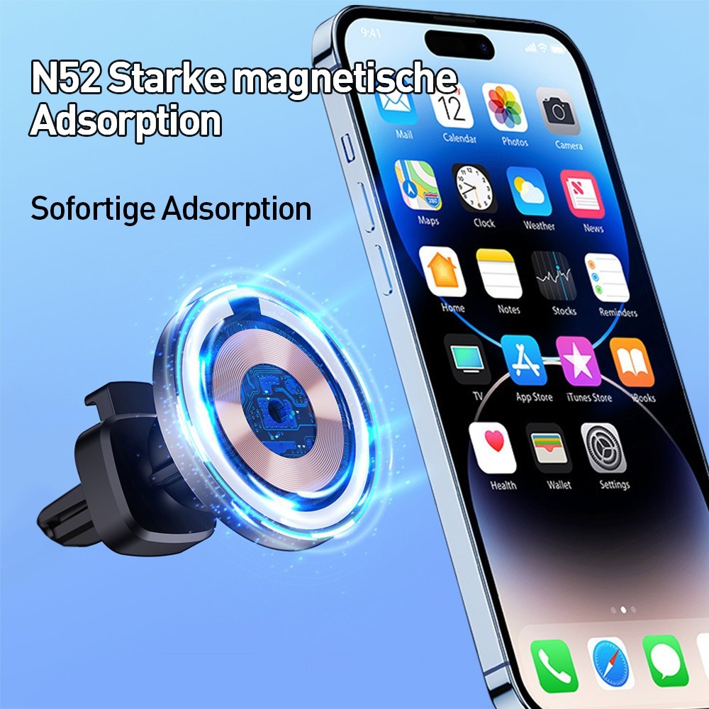 15W Fast Magnetic Wireless Car Charger Mount Transparent Air Vent Phone Holder With Type-C Cable - Image 6