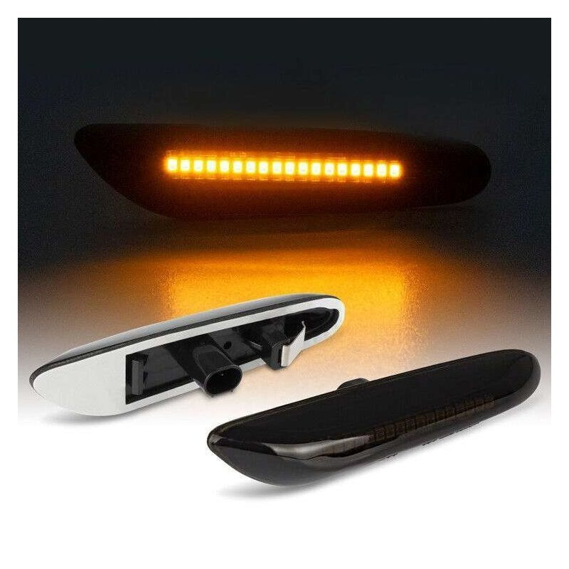 2Pcs Black Smoked Lens LED Side Indicator Marker Lights Dynamic Sequential Turn Signal 12V - Image 5