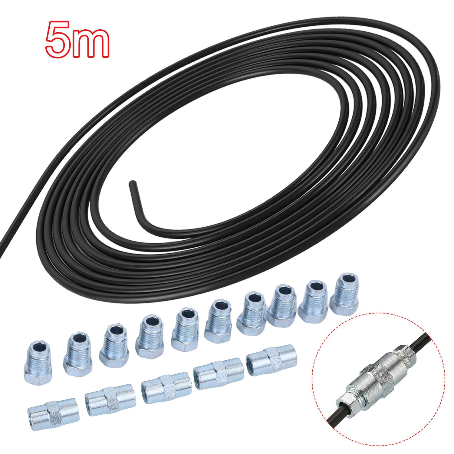 Universal 5m Steel Brake Line Repair Kit 4.75mm PVF Coated Hose With M10 Fittings - Image 7