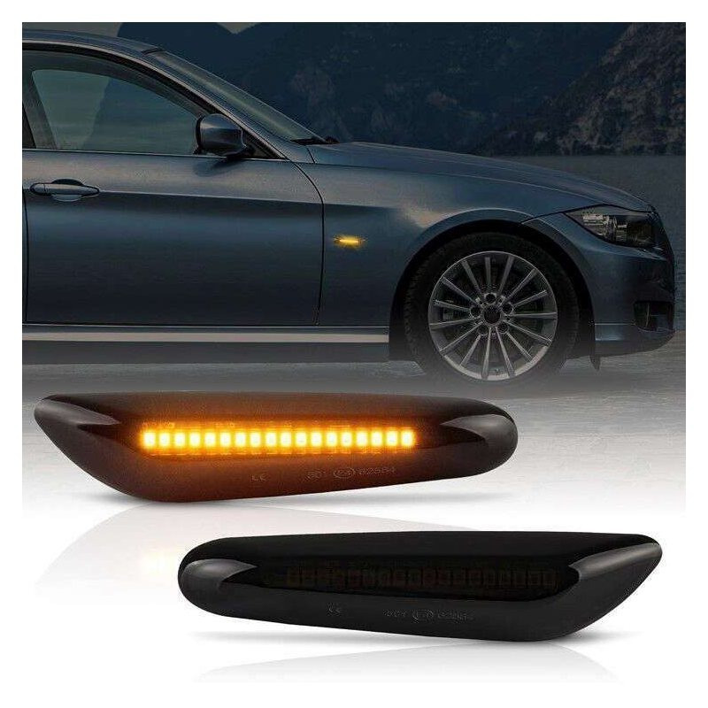 2Pcs Black Smoked Lens LED Side Indicator Marker Lights Dynamic Sequential Turn Signal 12V