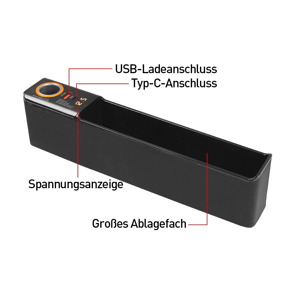 Car Seat Gap Filler Pocket Storage Box Organizer With Dual Charging Cable For Phone Keys Wallet - Image 6
