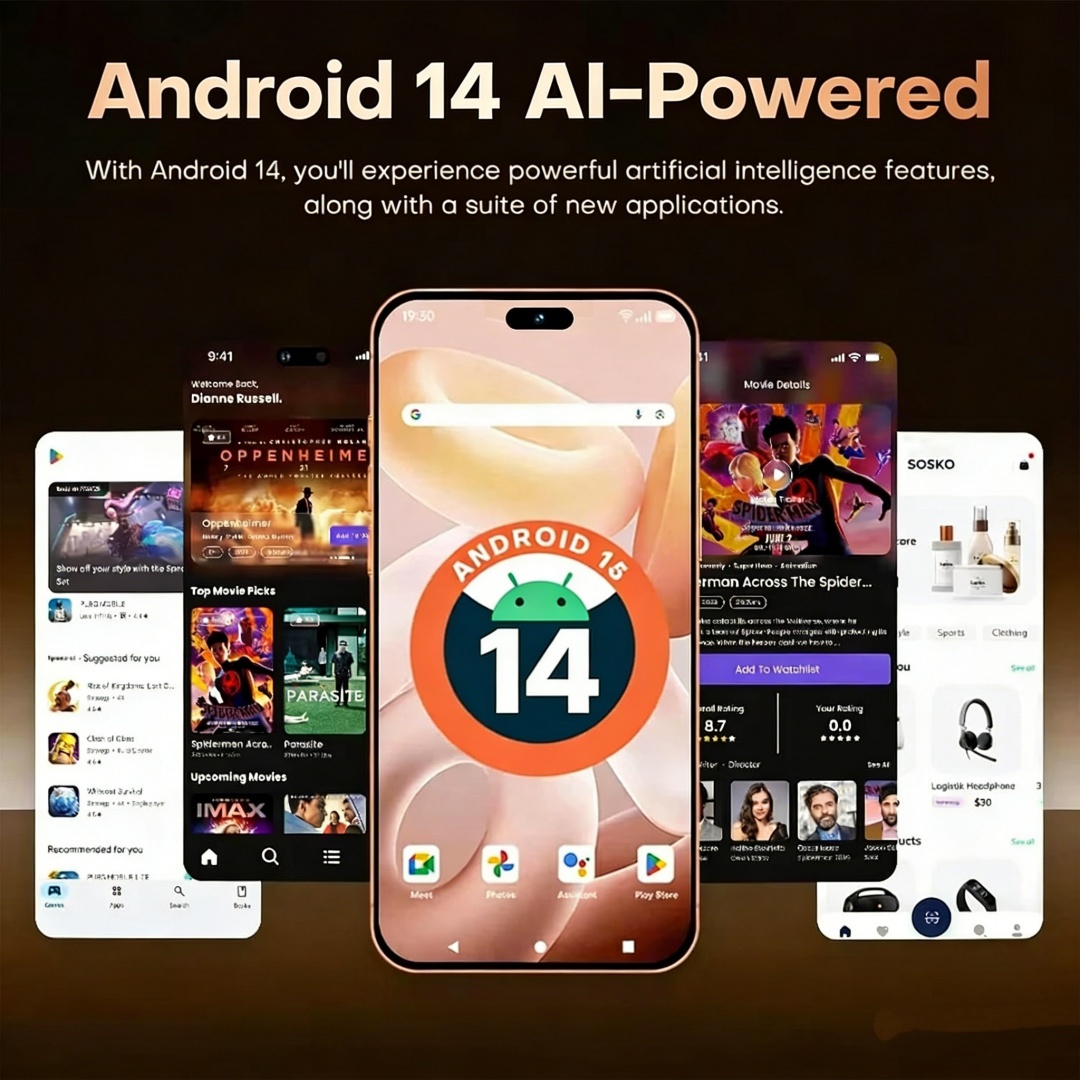 17 Mini Unlocked Phone,5.3in HD 4-128GB,5G Unlocked Phone,Android 14 Smartphone,5000mAh Battery-Dual SIM-Face High Quality - Image 8