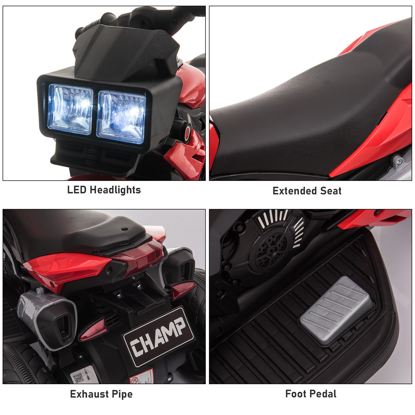 Red 6V Kids Electric Motorcycle Ride-On Dirt Bike Toy With Music Horn Headlights - Image 6