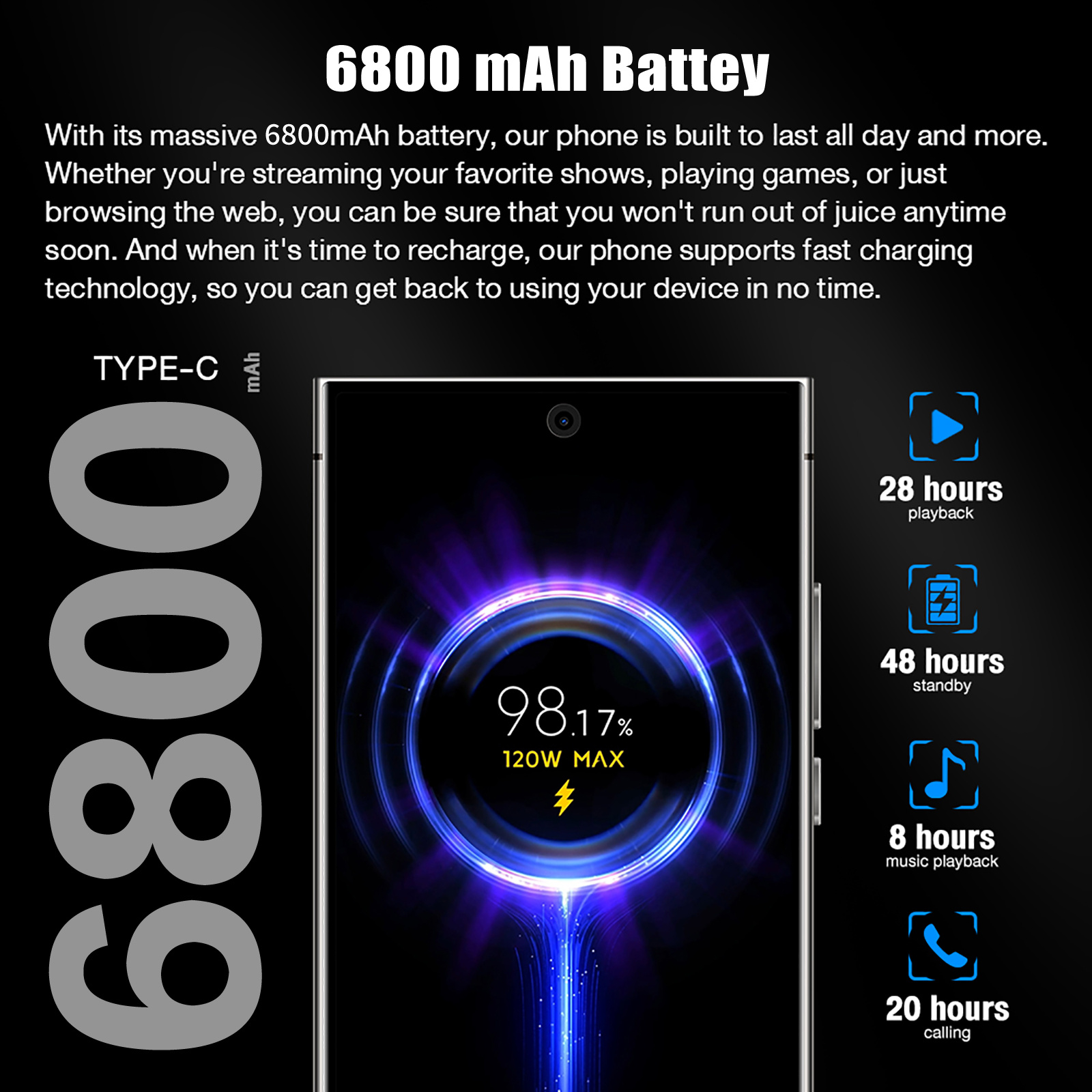 25 Ultra Cell Phone 5G Unlocked Phone 8GB 256GB Smartphone With Tool Pen 6 .9 HD Android 14 Cell Phone Dual SIM - Image 3