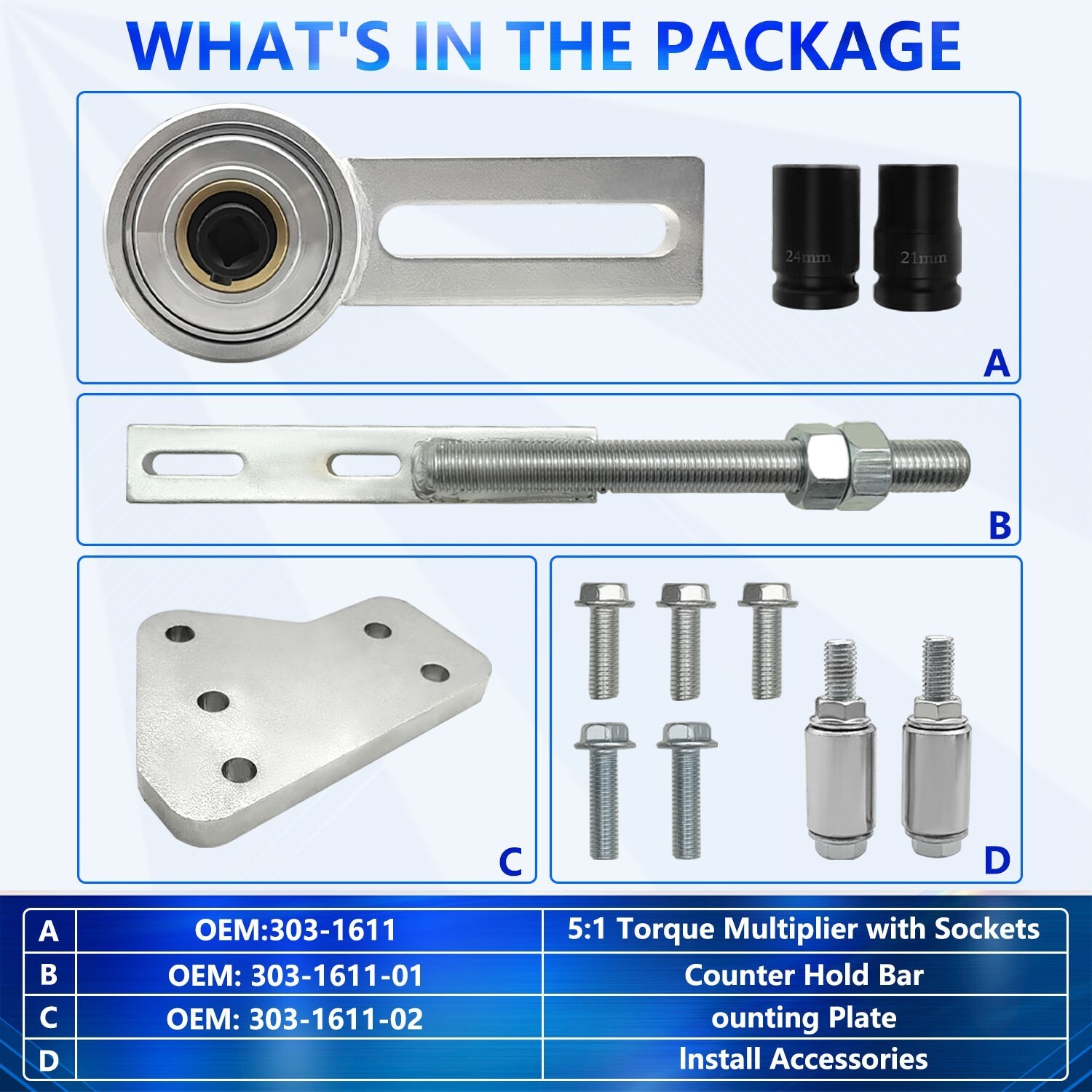 Engine Crankshaft Pulley Torque Multiplier Tool Kit 1500Nm Max Output