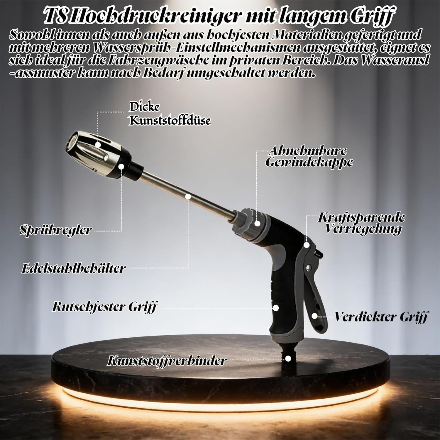 High Pressure Car Wash Spray Gun Wand With Foam Cannon Set Aluminum Alloy Auto Cleaning Nozzle 6-10m Range - Image 2