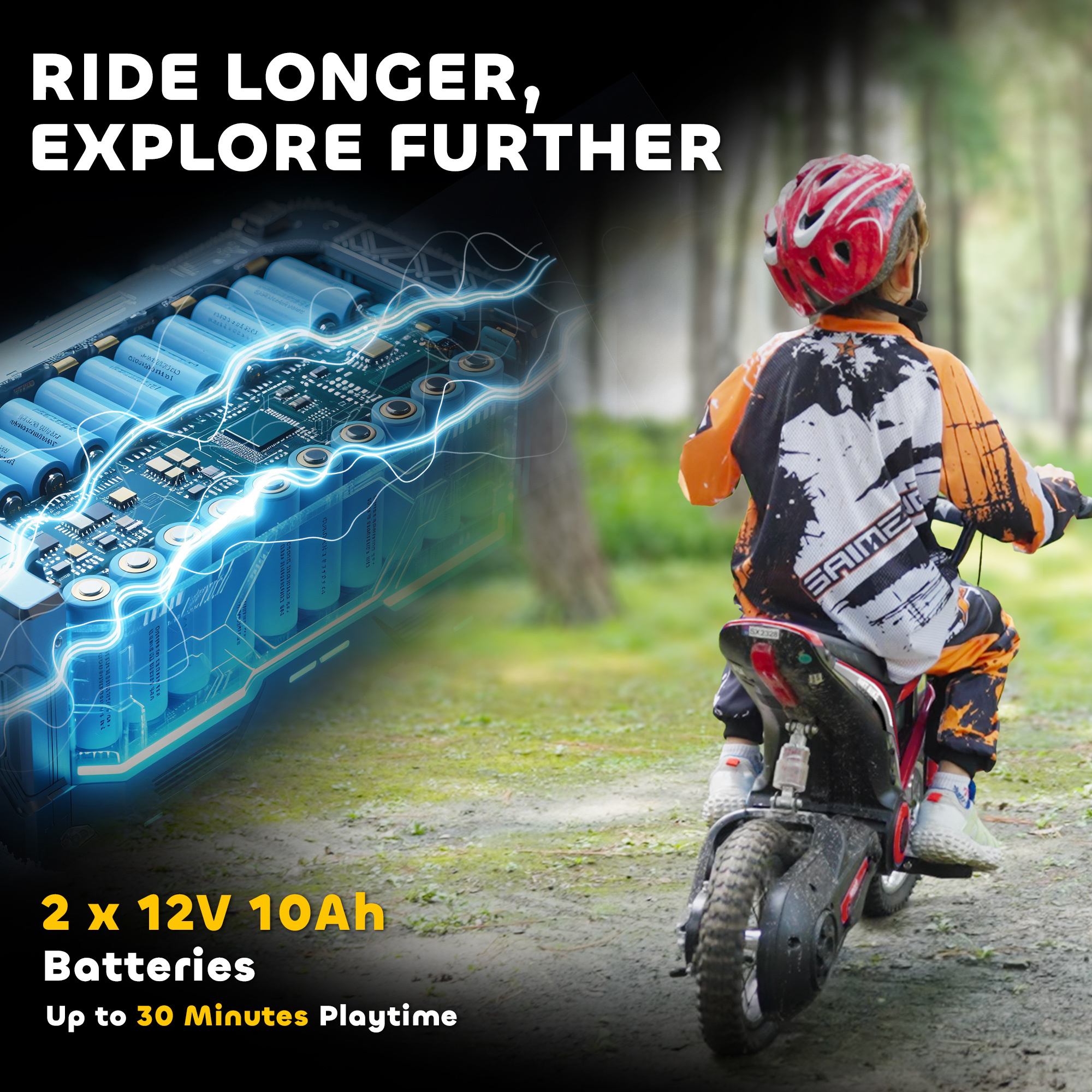 Kids Electric Dirt Bike, 24V 350W, 12-inch, Up to 15 MPH, Red - Image 6