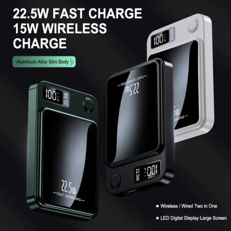 Magnetische Draadloze Powerbank, Supersnel Opladen, voor iPhone, Samsung 1 Magnetische Draadloze Powerbank, Supersnel Opladen, voor iPhone, Samsung