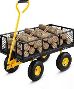 Zware Tuinkar, 1100 lbs Groot Laadvermogen Stalen Tuinkar, Werkwagen met Afneembare Zijkanten en Draaibare Handgreep, voor Tuin, Boerderij, Erf