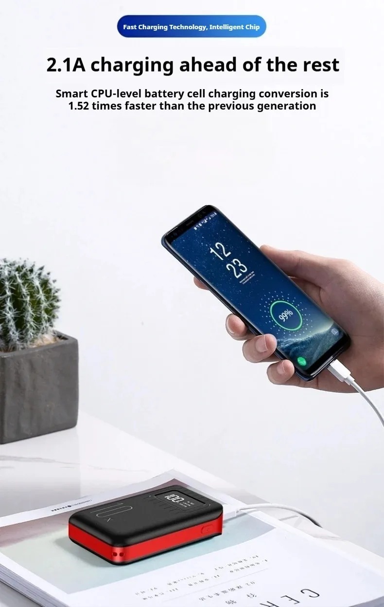 Draagbare Powerbank met Hoge Capaciteit 10000 mAh en Snellaadfunctie, Compatibel met iPhone en Samsung 6 Draagbare Powerbank met Hoge Capaciteit 10000 mAh en Snellaadfunctie, Compatibel met iPhone en Samsung - Afbeelding 6