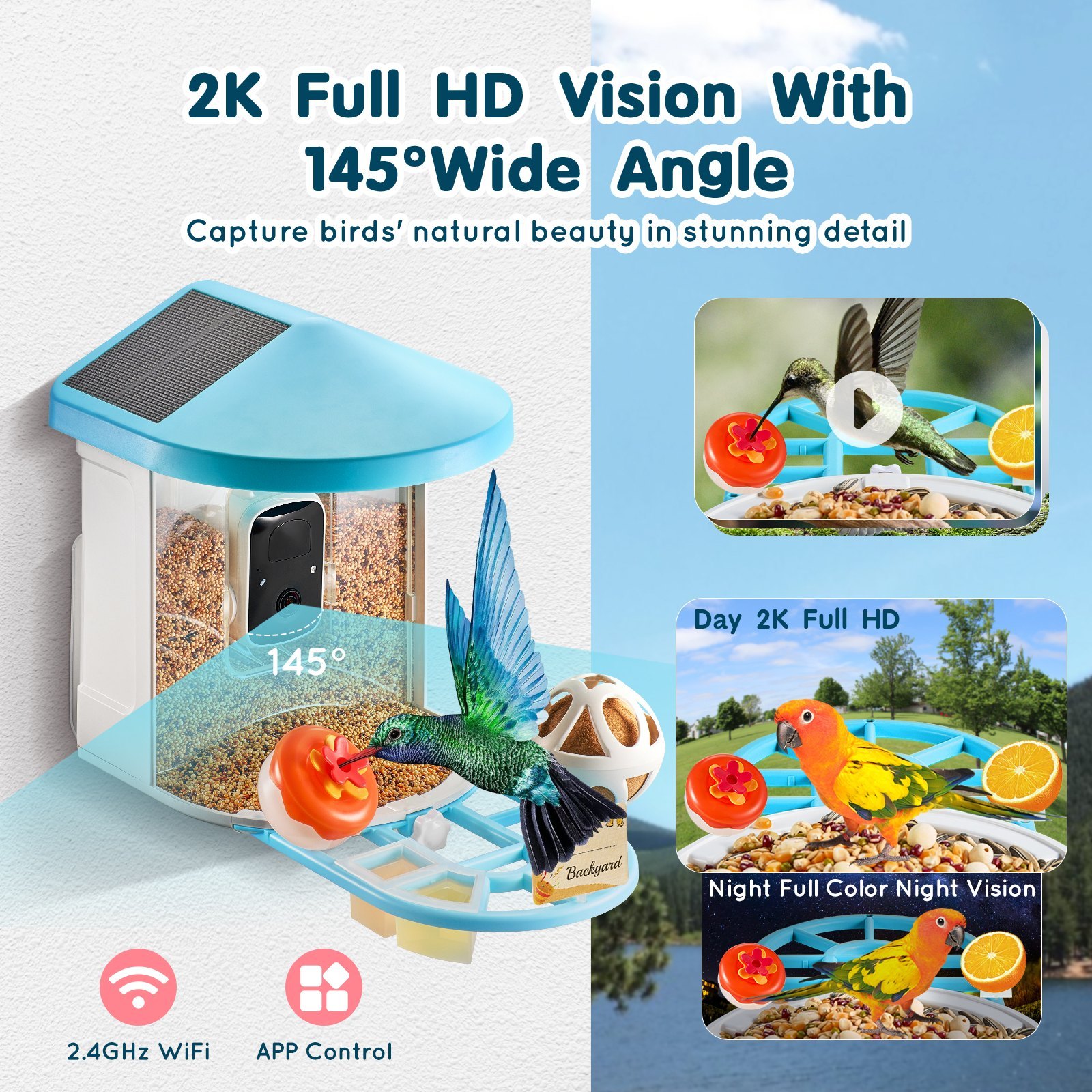 Smart Bird Feeder With Camera AI Identify 10000+ Bird Specie Solar-Powered 2 Smart Bird Feeder With Camera AI Identify 10000+ Bird Specie Solar-Powered - Afbeelding 2
