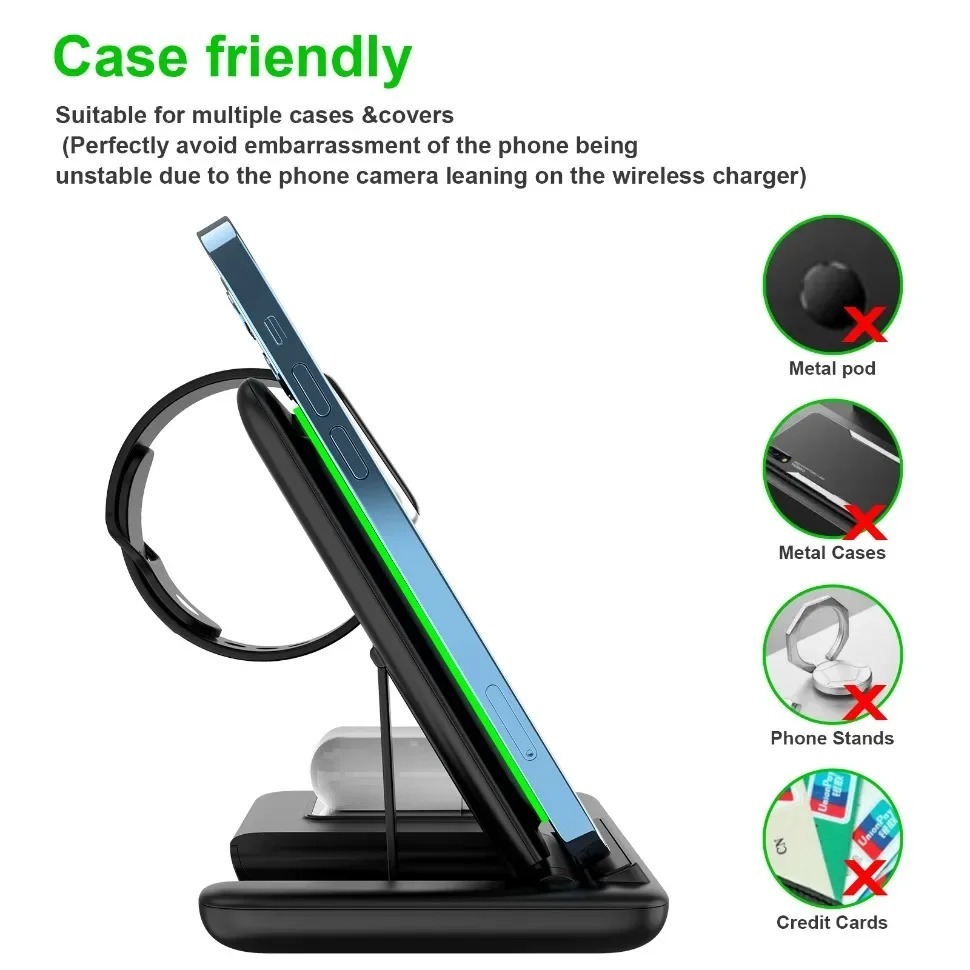 3-in-1 Draadloze Reis Oplaadstandaard voor iPhone, Apple Watch, AirPods, Opvouwbaar Snellaadstation 4 3-in-1 Draadloze Reis Oplaadstandaard voor iPhone, Apple Watch, AirPods, Opvouwbaar Snellaadstation - Afbeelding 4