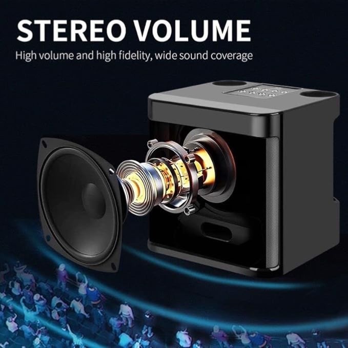 Portable Bluetooth Karaoke Machine With 2 Wireless Microphones 3000mAh Rechargeable Party Speaker Support AUX USB TF - Image 5