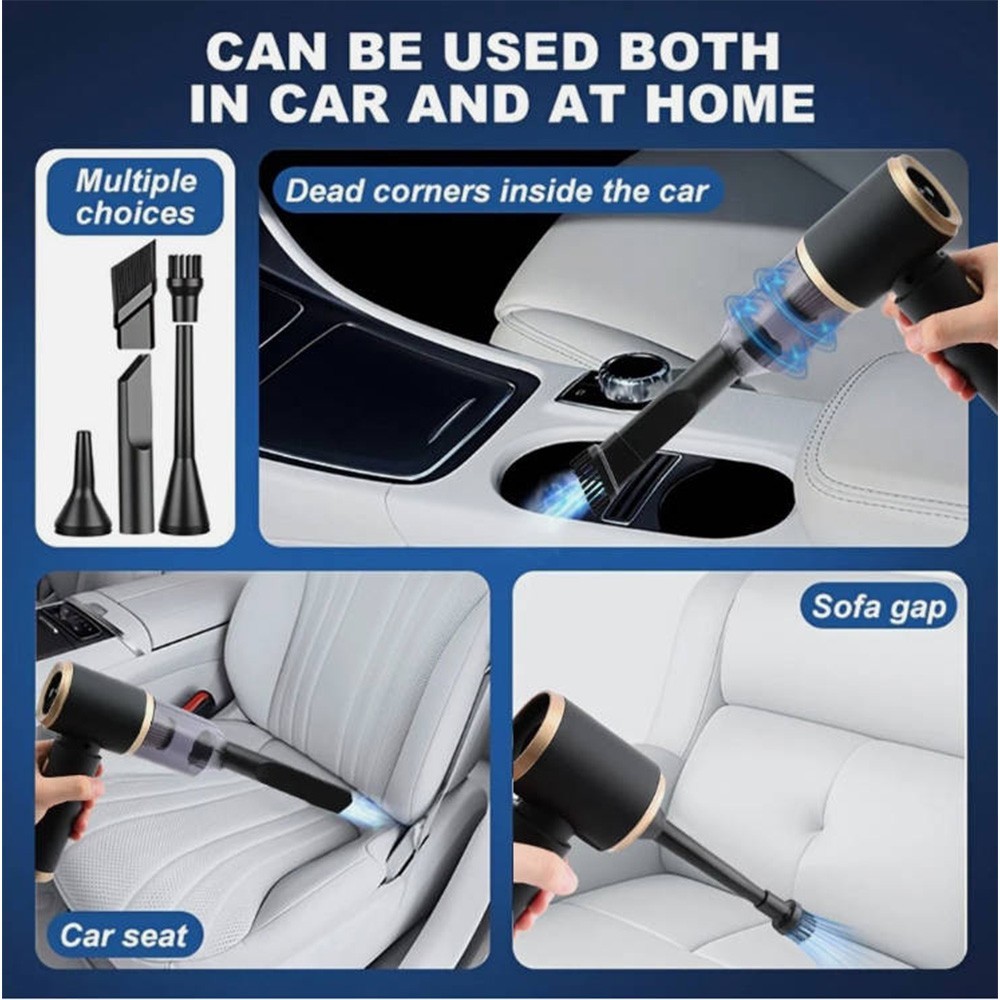 4-in-1 13000Pa Snoerloze Mini Handstofzuiger, Nat en Droog, voor Auto, Kantoor, Thuis 4 4-in-1 13000Pa Snoerloze Mini Handstofzuiger, Nat en Droog, voor Auto, Kantoor, Thuis - Afbeelding 4