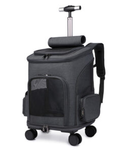 Alternative view of Portable Folding Trolley Pet Backpack Traveling Cat Backpack With Universal Wheel Trolley Pet Bag