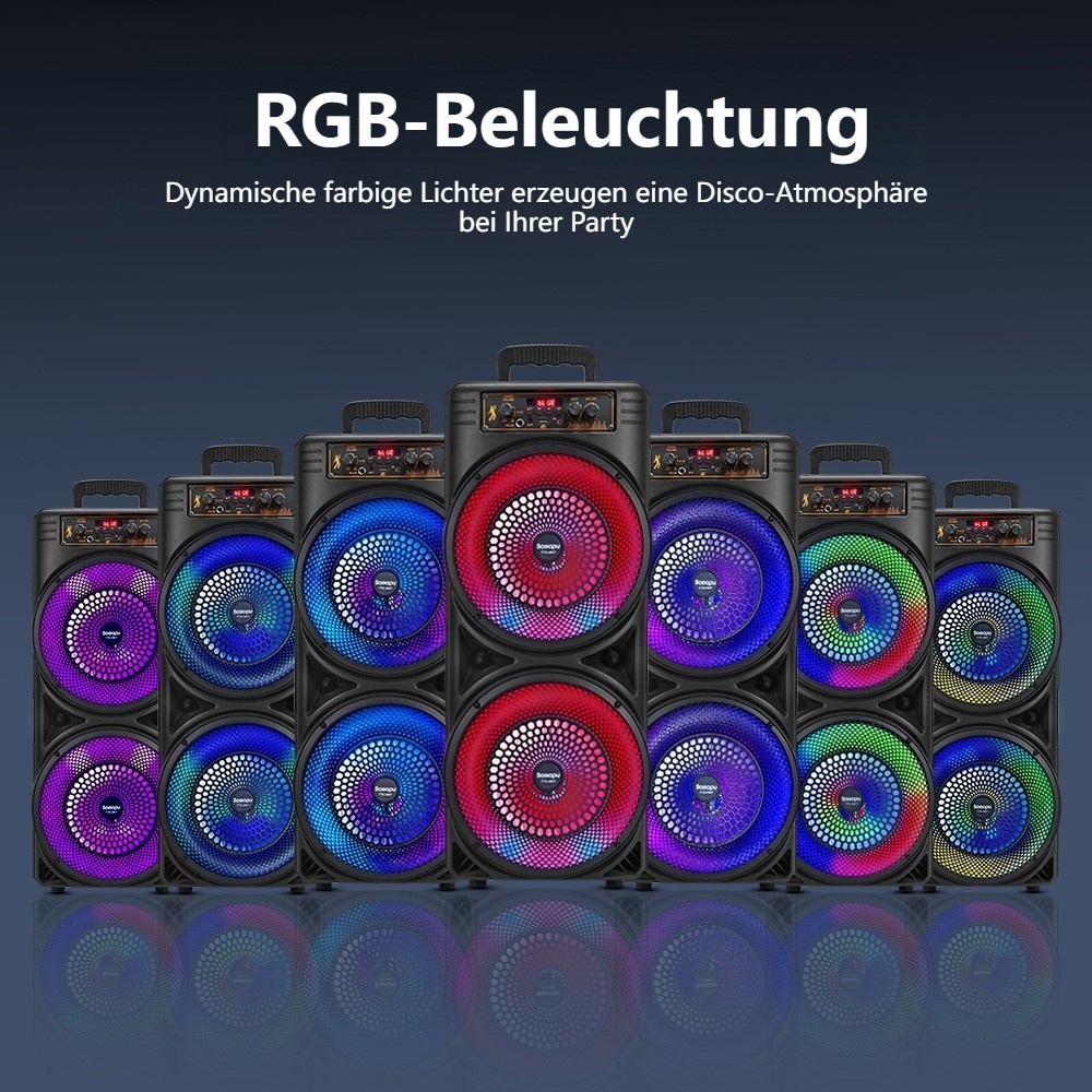 Large Wireless Bluetooth Speaker & Music Box With Microphone, Party LED Light - Image 5