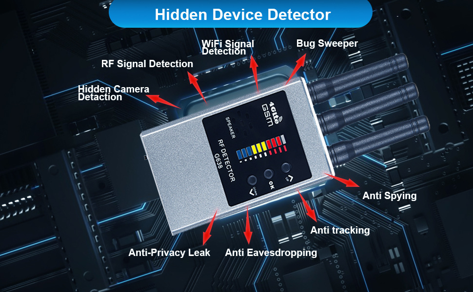 RF Bug Detector Hidden Camera Finder Anti-Spy Listen Swe - Image 5