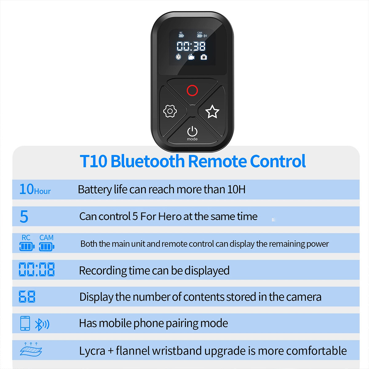 TELESIN Smart Wireless Remote Control Camera Controller For Go Pro Hero 11 10 9 8 7 TELESIN Smart Wireless Remote Control Camera Controller For Go Pro Hero 11 10 9 8 - Afbeelding 7