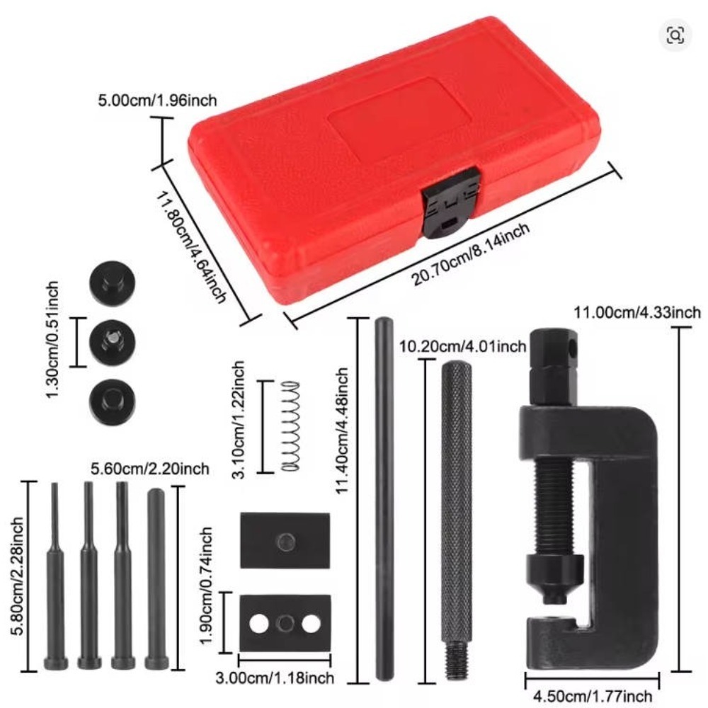 Support pan European shipping--13-Piece Motorcycle Bike ATV Chain Breaker & Riveting Tool Kit CR-V Steel Storage Case Fits #35 - #630 Chains 5 Support pan European shipping--13-Piece Motorcycle Bike ATV Chain Breaker & Riveting Tool Kit CR-V Steel Storage Case Fits #35 - #630 Chains - Afbeelding 5