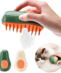 Steamy Cat Brush Cat Dog Grooming Comb Electric Self Cleaning Steam Cat Brush For Massage Avocado Shape Pet Spray Cat Grooming