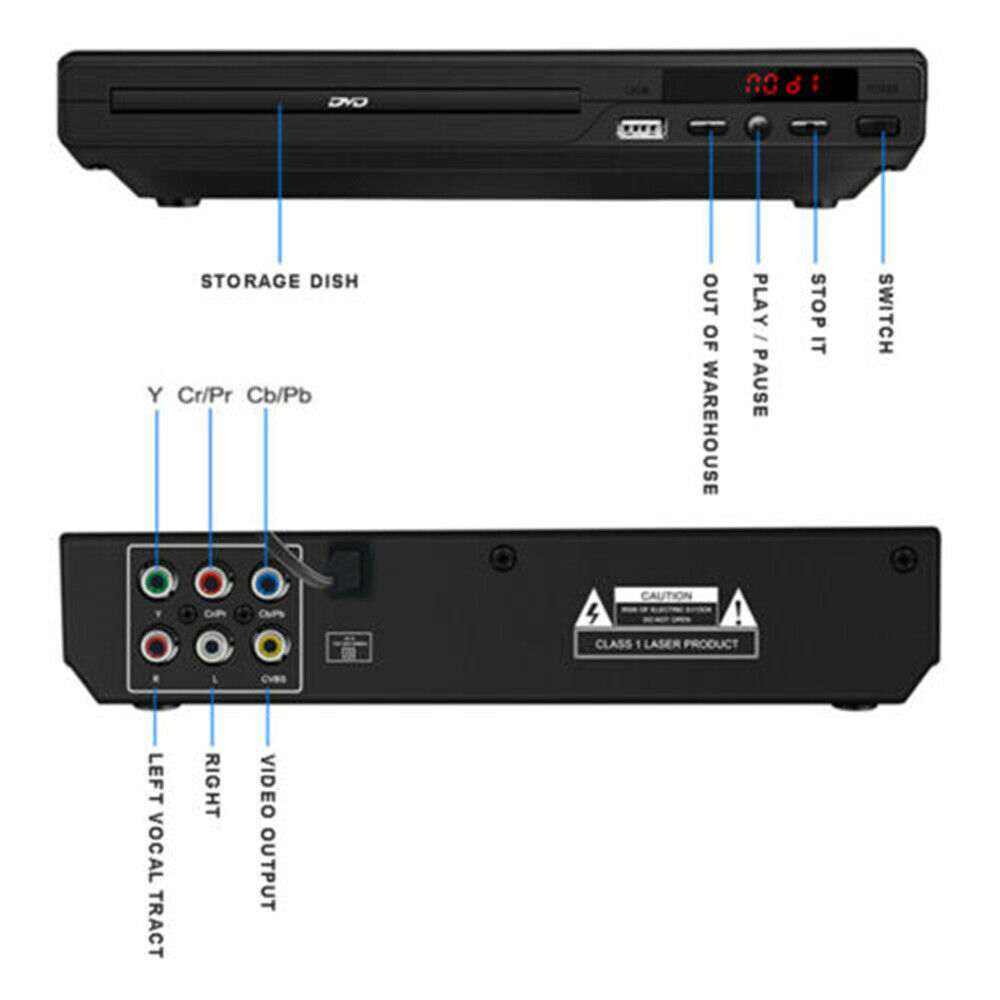 Compact DVD Player Multi Region HDCD CD VCD Music Disc Upscaling USB With Remote Control Note No HDMI Port - Image 5