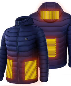 Alternative view of Men Heated Puffer Jacket Electric Heating Coat Insulated Hood Windbreaker 9Heat Zones