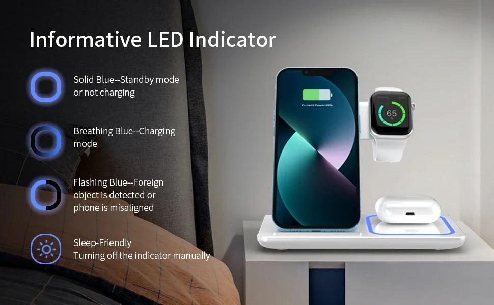 3-in-1 Draadloze Reis Oplaadstandaard voor iPhone, Apple Watch, AirPods, Opvouwbaar Snellaadstation 9 3-in-1 Draadloze Reis Oplaadstandaard voor iPhone, Apple Watch, AirPods, Opvouwbaar Snellaadstation - Afbeelding 9