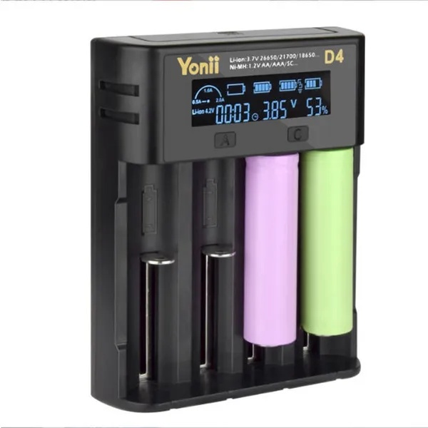 YONII 4-Slots USB LCD Slimme Batterijlader voor NiMH Li-ion SC/F6 AA AAA Batterijen, 2025 4 YONII 4-Slots USB LCD Slimme Batterijlader voor NiMH Li-ion SC/F6 AA AAA Batterijen, 2025 - Afbeelding 4
