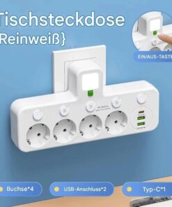 4-Voudige EU Stekkerdoos Multi-Stekker Adapter met USB