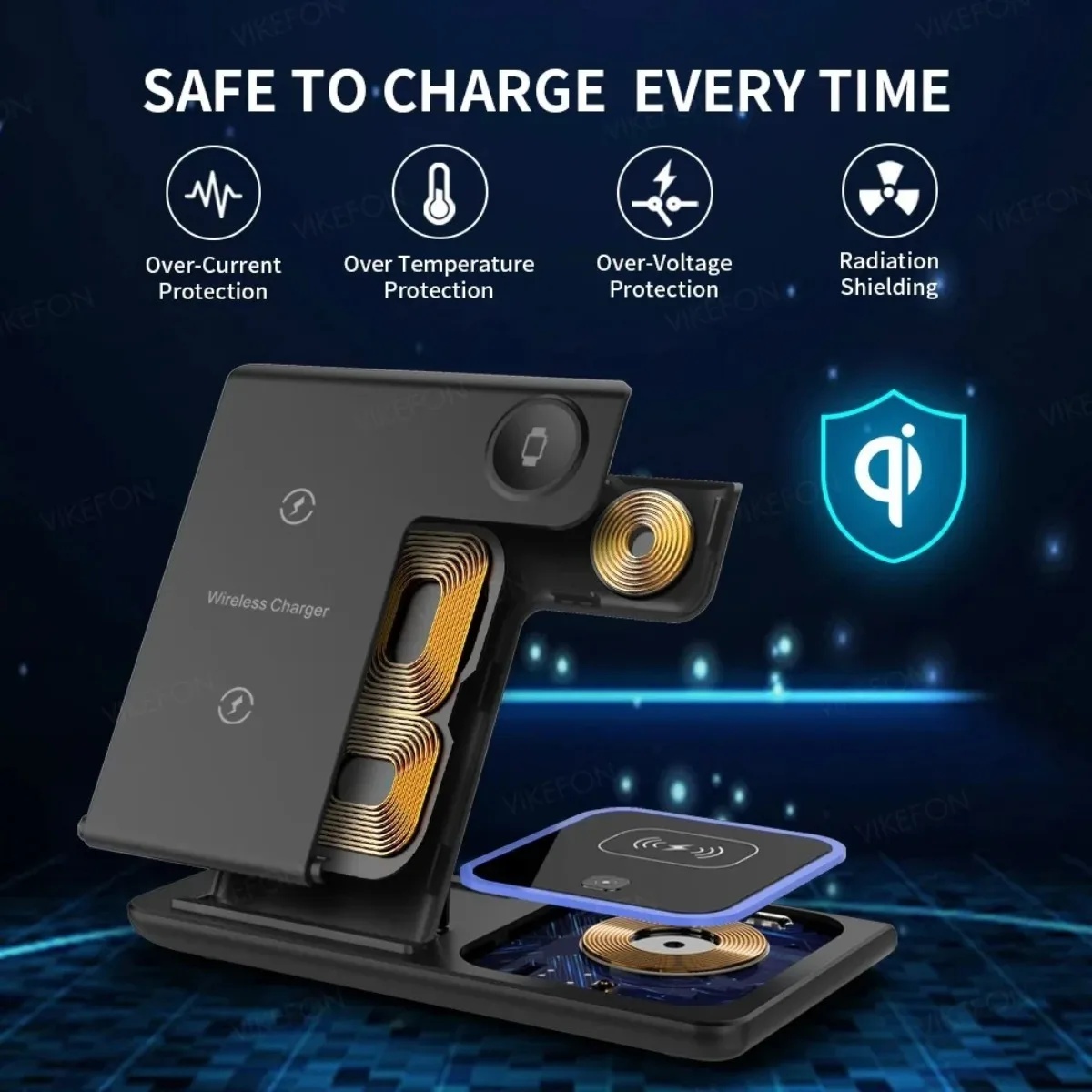 3-in-1 Draadloze Reis Oplaadstandaard voor iPhone, Apple Watch, AirPods, Opvouwbaar Snellaadstation 5 3-in-1 Draadloze Reis Oplaadstandaard voor iPhone, Apple Watch, AirPods, Opvouwbaar Snellaadstation - Afbeelding 5