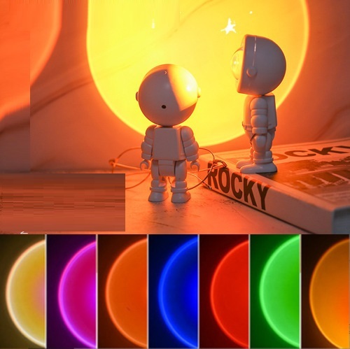 Oplaadbare Astronaut Robot Regenboogprojectie Zonlamp Tafellamp Zonsondergang Sfeerlamp Dimbaar 1 Oplaadbare Astronaut Robot Regenboogprojectie Zonlamp Tafellamp Zonsondergang Sfeerlamp Dimbaar