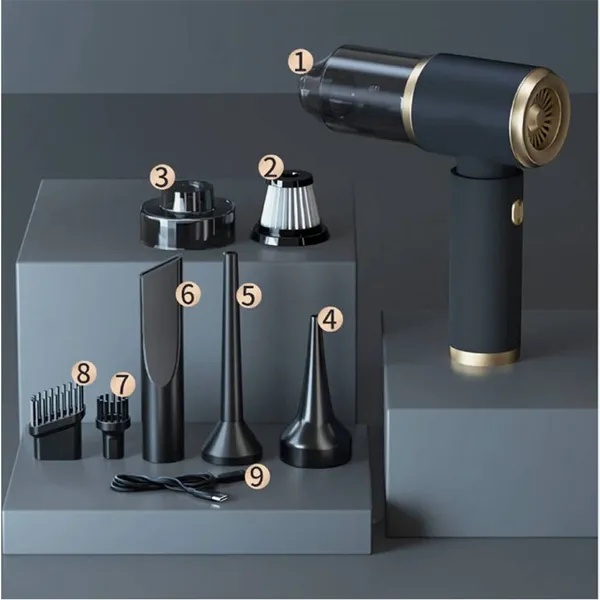 4-in-1 13000Pa Snoerloze Mini Handstofzuiger, Nat en Droog, voor Auto, Kantoor, Thuis 4 4-in-1 13000Pa Snoerloze Mini Handstofzuiger, Nat en Droog, voor Auto, Kantoor, Thuis - Afbeelding 4