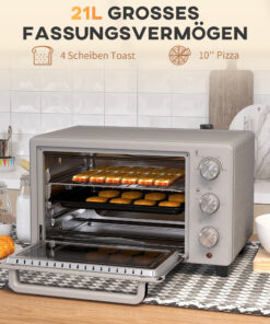 Alternative view of Elektrische Mini-Oven met Verwarmingsplaten, Verstelbare Temperatuur, 3 Kookmodi en 3 Rekposities