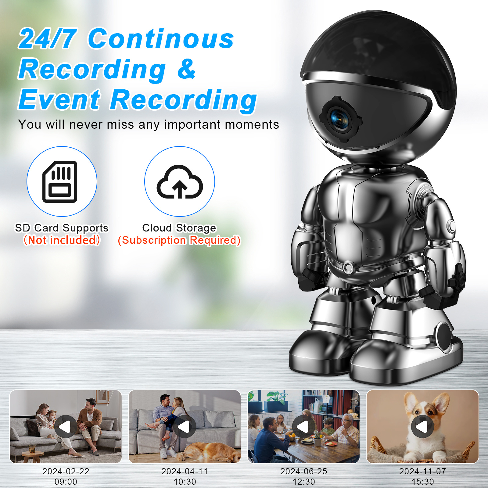 Smart Robot Camera 3MP IP Camera WIFI Robert Network CCTV HD Baby Monitor Remote Control Home Security Camera 5 Smart Robot Camera 3MP IP Camera WIFI Robert Network CCTV HD Baby Monitor Remote Control Home Security Camera - Afbeelding 5