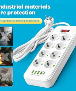 Stekkerdoos 8-Voudig met Type-C en 4 USB-Aansluitingen, EU