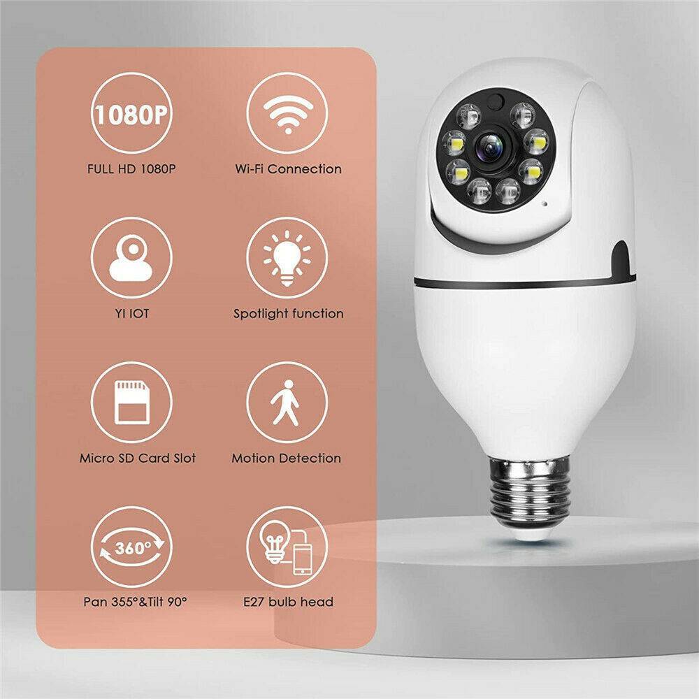 IR E27 Light Bulb Camera 1080P HD Wireless Wifi Smart Home Security Camera 7 IR E27 Light Bulb Camera 1080P HD Wireless Wifi Smart Home Security Camera - Afbeelding 7