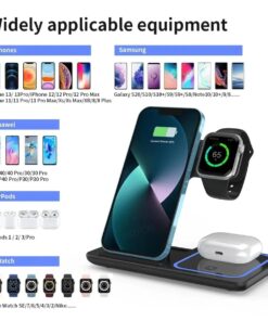 3-in-1 Draadloze Reis Oplaadstandaard voor iPhone, Apple Watch, AirPods, Opvouwbaar Snellaadstation