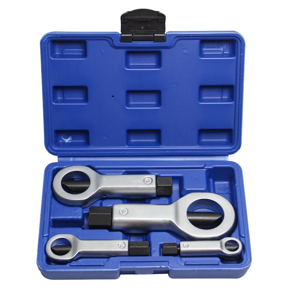 4-Delige Zware Moersplijter Set - Multifunctioneel Metalen Gereedschap voor Vastzittende Moeren 1 4-Delige Zware Moersplijter Set - Multifunctioneel Metalen Gereedschap voor Vastzittende Moeren