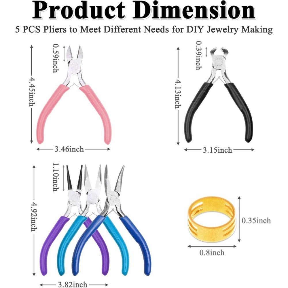 Vijfdelige Gekleurde Tangenset, 5-Delige Combinatietangenset in Diverse Kleuren, Multifunctionele Tangen voor Doe-Het-Zelvers en Hobbyisten 4 Vijfdelige Gekleurde Tangenset, 5-Delige Combinatietangenset in Diverse Kleuren, Multifunctionele Tangen voor Doe-Het-Zelvers en Hobbyisten - afbeelding 4