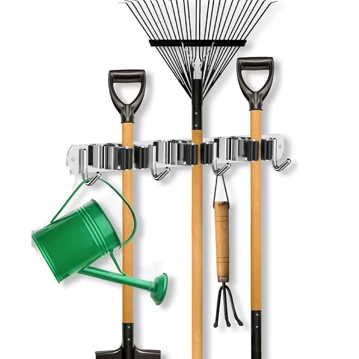 Wandmontage Bezem- en Dweilhouder Organizer, 3 Sleuven 4 Haken, RVS Garageopslag 1 Wandmontage Bezem- en Dweilhouder Organizer, 3 Sleuven 4 Haken, RVS Garageopslag