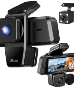 Alternative view of 1080P FHD 3 Channel WiFi Dash Cam 170 Degree Wide Angle Triple Car Camera With IR Night G Sensor Motion Detection Loop Recording App Control Support 128G Max