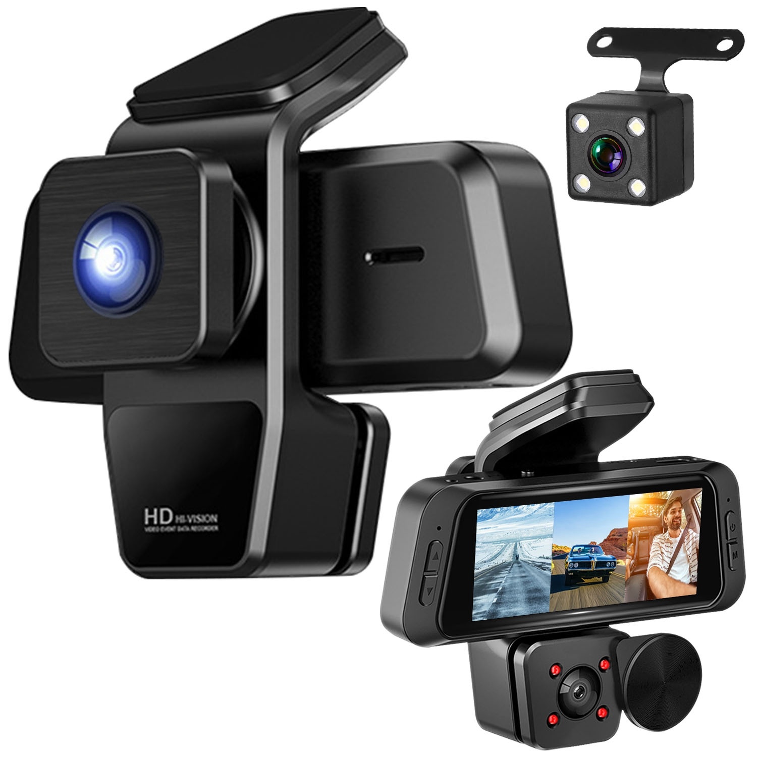 1080P FHD 3 Channel WiFi Dash Cam 170 Degree Wide Angle Triple Car Camera With IR Night G Sensor Motion Detection Loop Recording App Control Support 128G Max 2 1080P FHD 3 Channel WiFi Dash Cam 170 Degree Wide Angle Triple Car Camera With IR Night G Sensor Motion Detection Loop Recording App Control Support 128G Max - Afbeelding 2