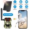 1Pc 4G 4K 30FPS Solar Trail Camera Outdoor Wildlife Camera Motion Activated IP66 Waterproof With 140 Degree Viewing Angle No Glow Night Vision SIM Card APP Control No WiFi Needed