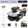 Silver dual-camera drone, equipped with optical flow hovering and intelligent obstacle avoidance functions, supports one-click operation. It offers stable and safe high-definition aerial photography