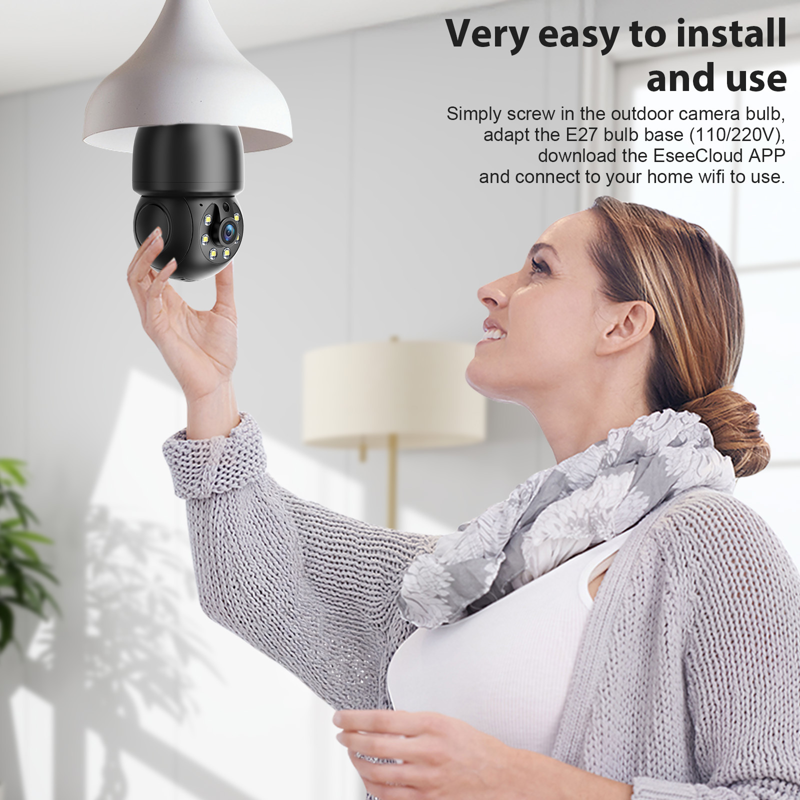 3MP Ptz E27 Socket Bulb Camera 360 Degree Cmos Sensor Network Camera Cctv Security Light Bulb Camera 4 3MP Ptz E27 Socket Bulb Camera 360 Degree Cmos Sensor Network Camera Cctv Security Light Bulb Camera - Afbeelding 4