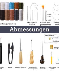 Alternative view of Leren Naaiset - Complete Set met 25 Naalden, Gereedschap en een Etui voor Reparaties en Knutselwerk