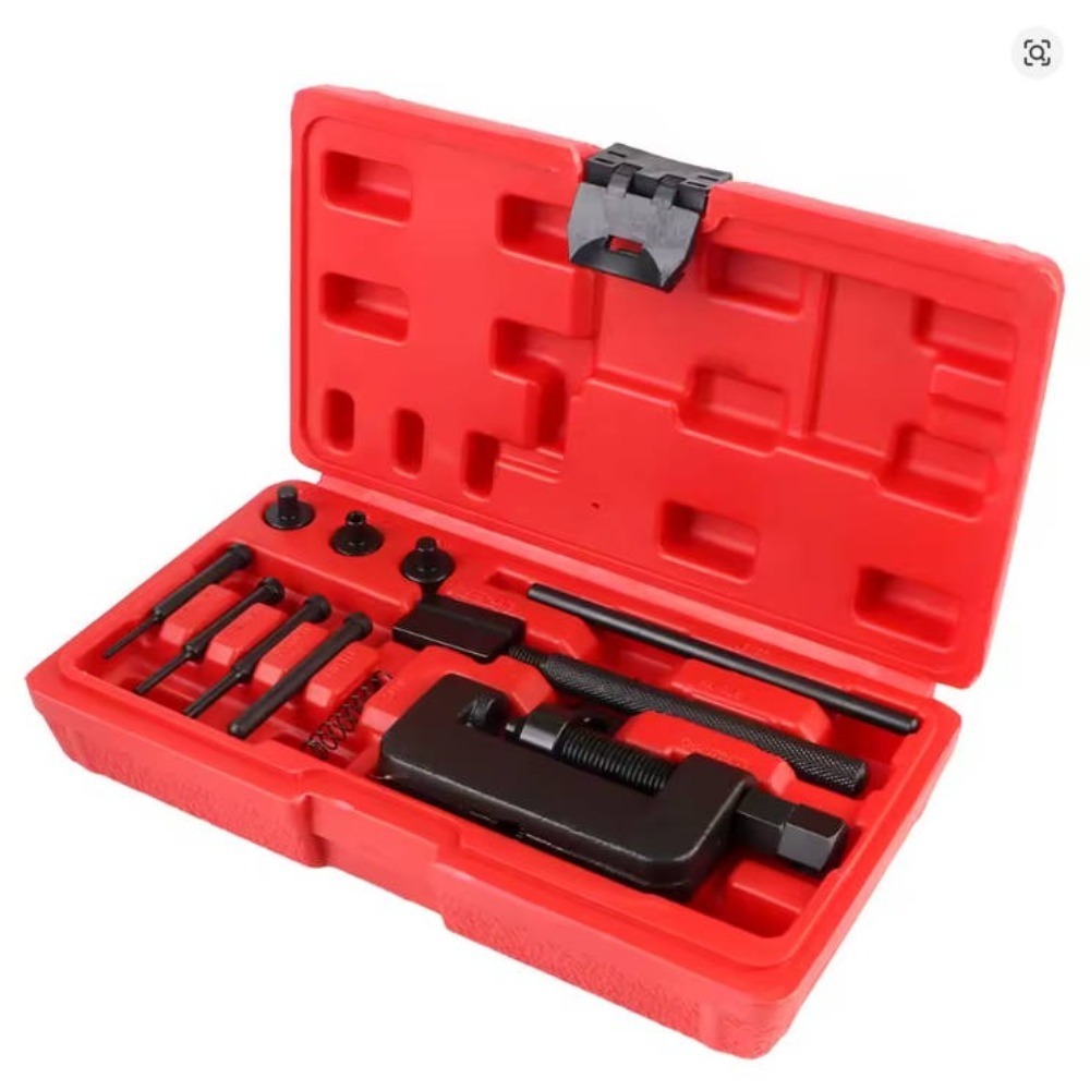 Support pan European shipping--13-Piece Motorcycle Bike ATV Chain Breaker & Riveting Tool Kit CR-V Steel Storage Case Fits #35 - #630 Chains 1 Support pan European shipping--13-Piece Motorcycle Bike ATV Chain Breaker & Riveting Tool Kit CR-V Steel Storage Case Fits #35 - #630 Chains