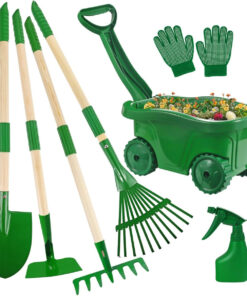 Alternative view of 7-Delige Groene Tuingereedschapset met Kruiwagen, Praktische Tuinhark en Schop Inclusief Transportkruiwagen