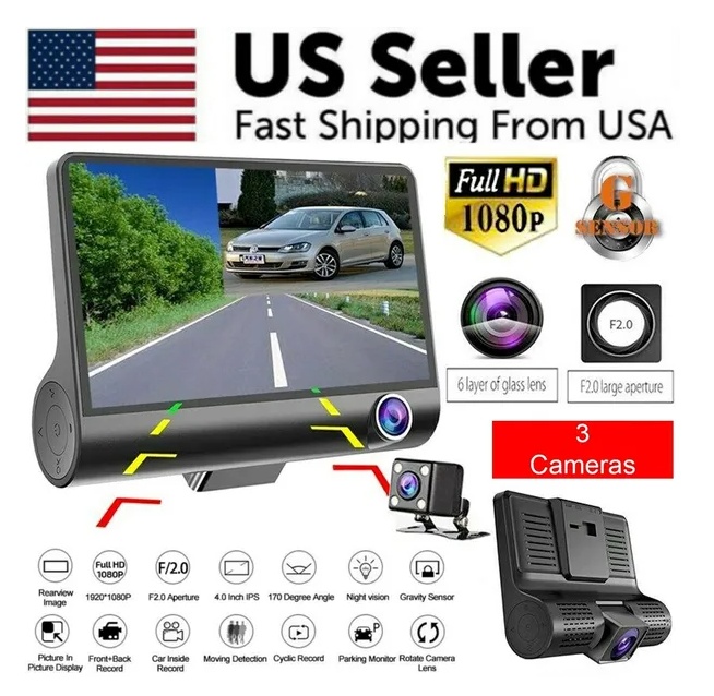 1080P 4 Dual Lens HD Car DVR Rearview Video Dash Cam Recorder Camera G Sensor 5 1080P 4 Dual Lens HD Car DVR Rearview Video Dash Cam Recorder Camera G Sensor - Afbeelding 5