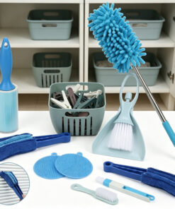 35-Delige Schoonmaakset Blauw met Bezem en Blik